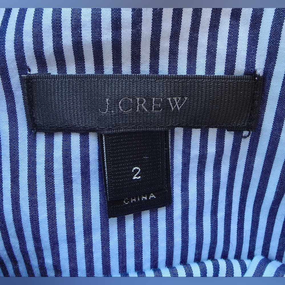 J Crew One Shoulder Ruffle Navy and White Striped Blouse Women's size 2 - Picture 5 of 10